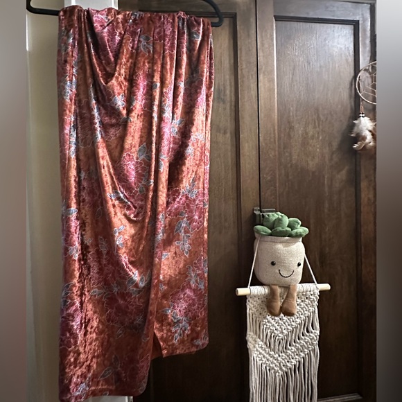 NWOT Free people Size S- Poets Velvet Sarong Skirt rust - Picture 3 of 7